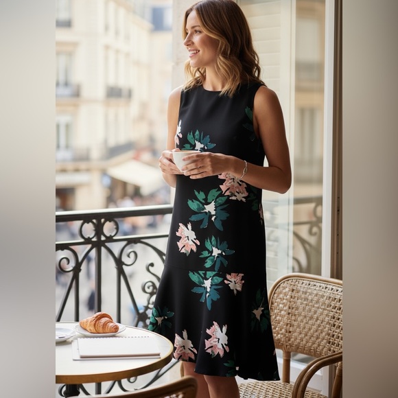 Who What Wear Black Floral Asymmetrical Hem Dress Sleeveless Small NWT - Picture 14 of 14